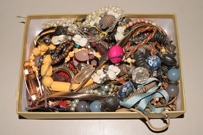 Lot 108 - Box of assorted costume jewellery