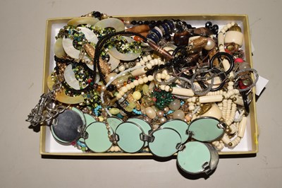 Lot 111 - Box of assorted costume jewellery