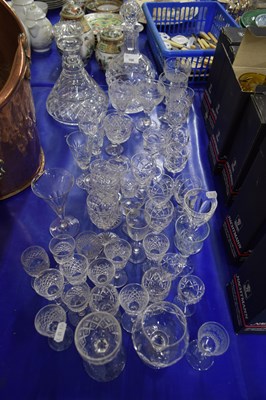 Lot 168 - MIXED LOT COMPRISING TWO CUT GLASS DECANTERS...
