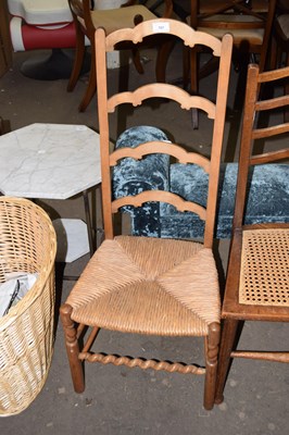 Lot 707 - A ladder back rush seated side chair