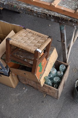 Lot 357 - A crate of glass bottles, small step-up and a...
