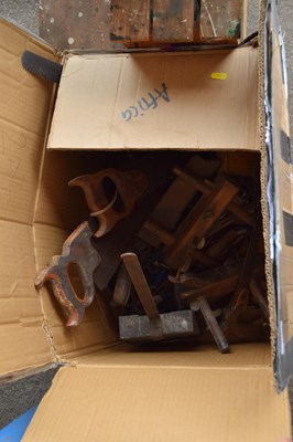 Lot 358 - Box of vintage woodworking tools