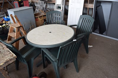 Lot 363 - A garden table and four chairs