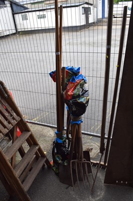 Lot 384 - Three bundles of various vintage garden tools...