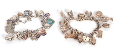 Lot 213 - Two charm bracelets: to include a silver charm...
