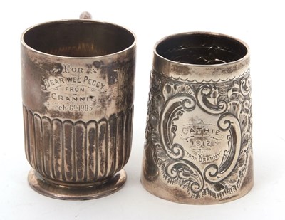 Lot 21 - Mixed Lot: An Edwardian silver embossed mug,...