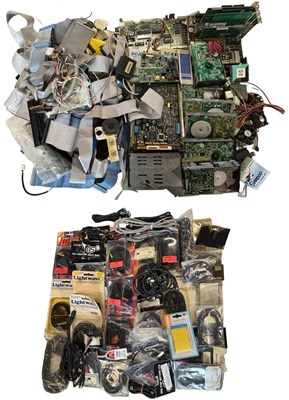 Lot 473 - A large box of various motherboards, cables...