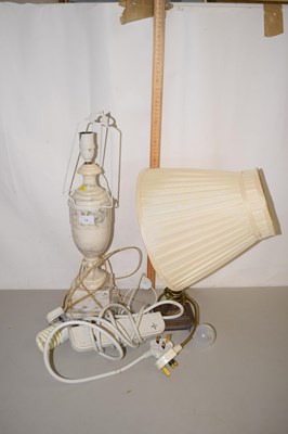 Lot 13 - A marble based table lamp plus one other