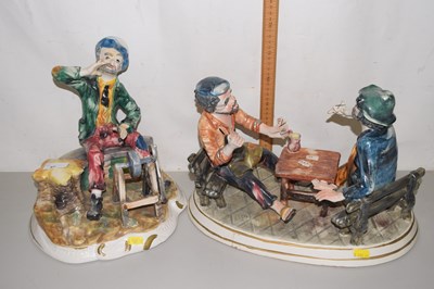 Lot 47 - Two capodimonte porcelain figure groups, card...