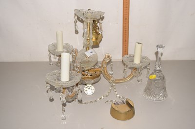 Lot 143 - Three branch chandelier and a glass bell