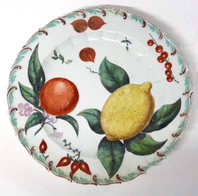Lot 272 - 18th Century Chelsea Porcelain Plate Botanical Style with Fruit