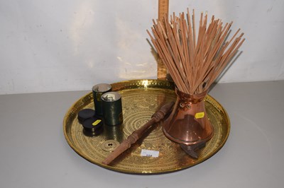 Lot 158 - A brass Bonares serving tray, modern bottle...