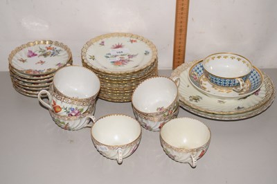 Lot 168 - A Dresden floral decorated part tea service, a...