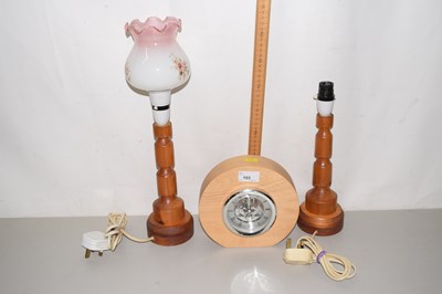 Lot 193 - A pair of wooden table lamps and a modern...