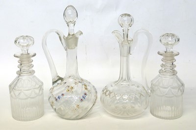 Lot 221 - A collection of four Victorian decanters, one...