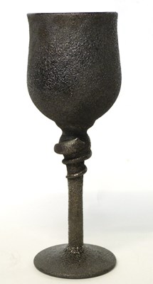 Lot 224 - A glass chalice with metalic finish, 22cm high