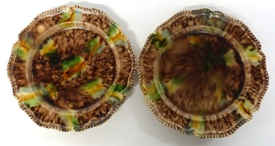 Lot 238 - A pair of Whieldon plates with shaped rims and...