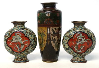 Lot 211A - A group of three Cloisonne vases including a...