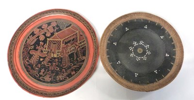Lot 252 - A small Chinese wooden serving dish with...