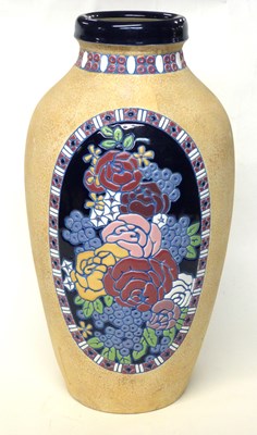 Lot 253 - A large amphora vase with floral decoration...