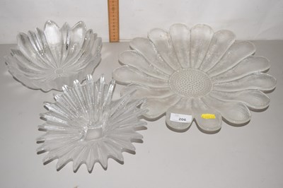 Lot 206 - Three clear Art Glass bowls