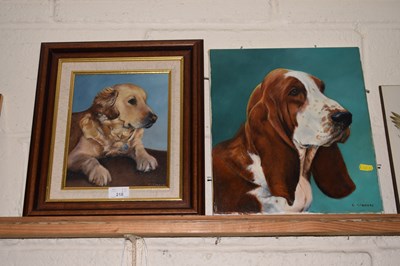 Lot 218 - Two oil studies of dogs