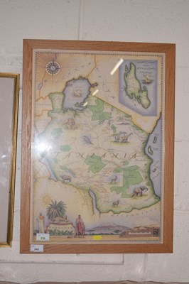Lot 240 - A framed map of Tanzania
