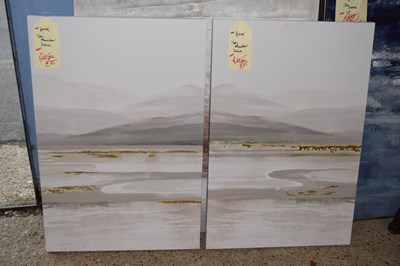 Lot 231 - Two modern canvas pictures of grey mountain...