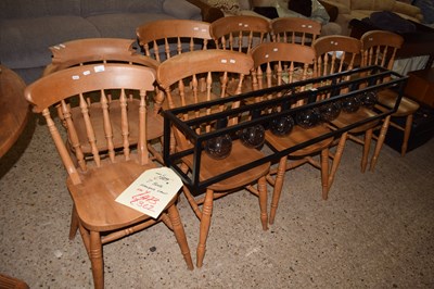 Lot 264 - A set of eight spindle back beech wood kitchen...