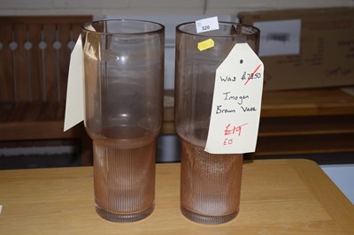 Lot 320 - A pair of Imogen brown glass vases