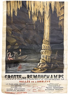 Lot 1016 - A large 1912 poster for 'Grottes de...
