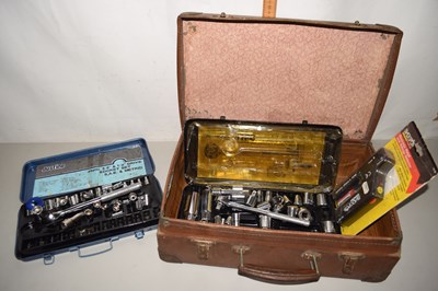 Lot 515 - Box of socket sets and a voltage detector