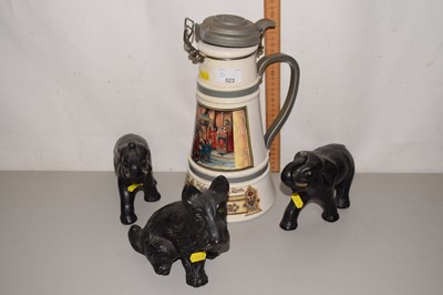 Lot 523 - A large beer stein together with a pair of...