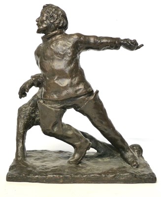 Lot 267 - A bronze Spelter model of a fisherman on...