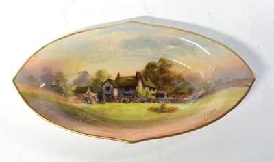 Lot 289 - A Royal Worcester pin dish painted with a view...