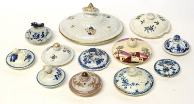 Lot 307 - A collection of 18th Century porcelain lids...