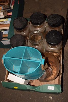 Lot 586 - Box of various vintage sweet jars and other items