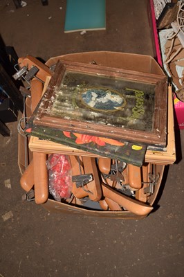 Lot 589 - Box of coat hangers and other assorted items