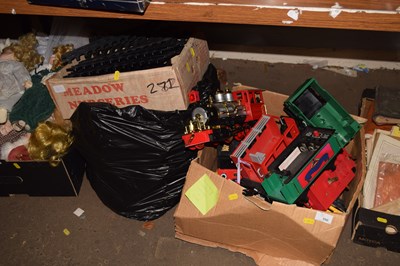 Lot 596 - Plastic toy train with rolling stock and other...