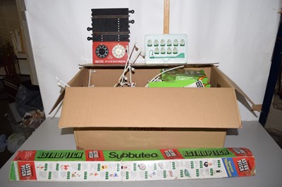 Lot 614 - Box of various Subuteo soccer items and other...