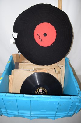 Lot 623 - Box of assorted records and a record cushion