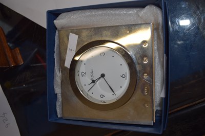 Lot 140 - A Carrs modern silver mounted bedside clock