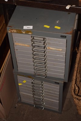 Lot 663 - A pair of Bisley metal chests of drawers