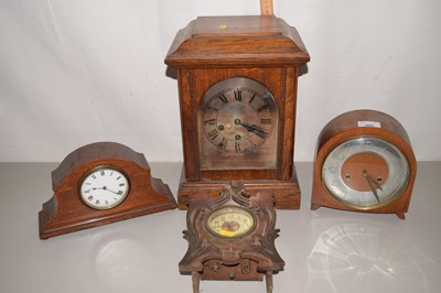 Lot 682 - An Edwardian oak cased bracket clock together...