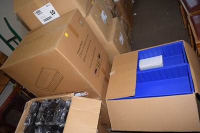 Lot 800 - Three boxes of as new plastic shelf bins