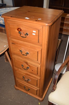 Lot 844 - Modern pedestal pine five drawer chest