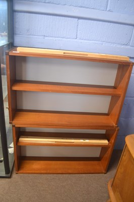 Lot 335 - A pair of retro mid Century Tapley teak wall...
