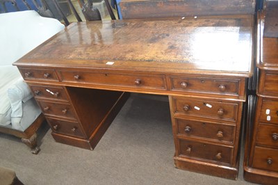 Lot 368 - A Victorian mahogany twin pedestal office desk...