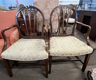 Lot 394 - A pair of Georgian mahogany hoop back dining...