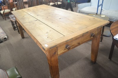 Lot 397 - A Victorian pine farmhouse kitchen table with...